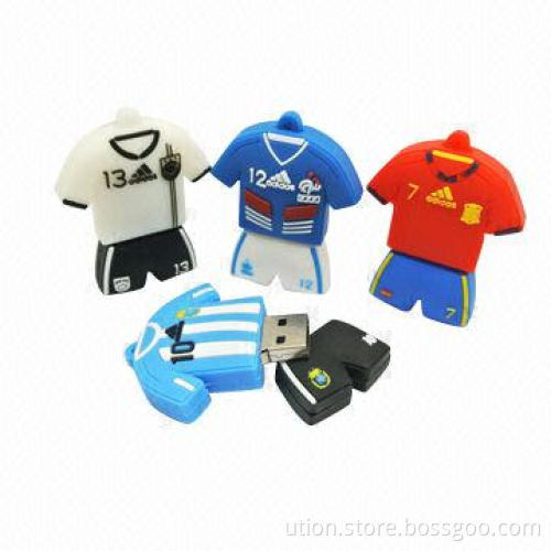 USB Flash Drive with Customized Logos, 1 to 64GB Memory Capacity and FIFA World Player Design
